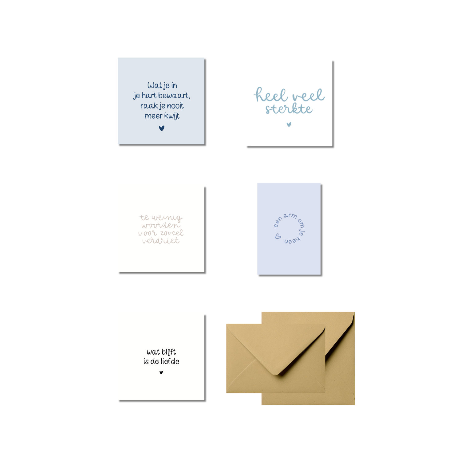 Wenskaarten set | Bij overlijden, rouw & afscheid (5 stuks)