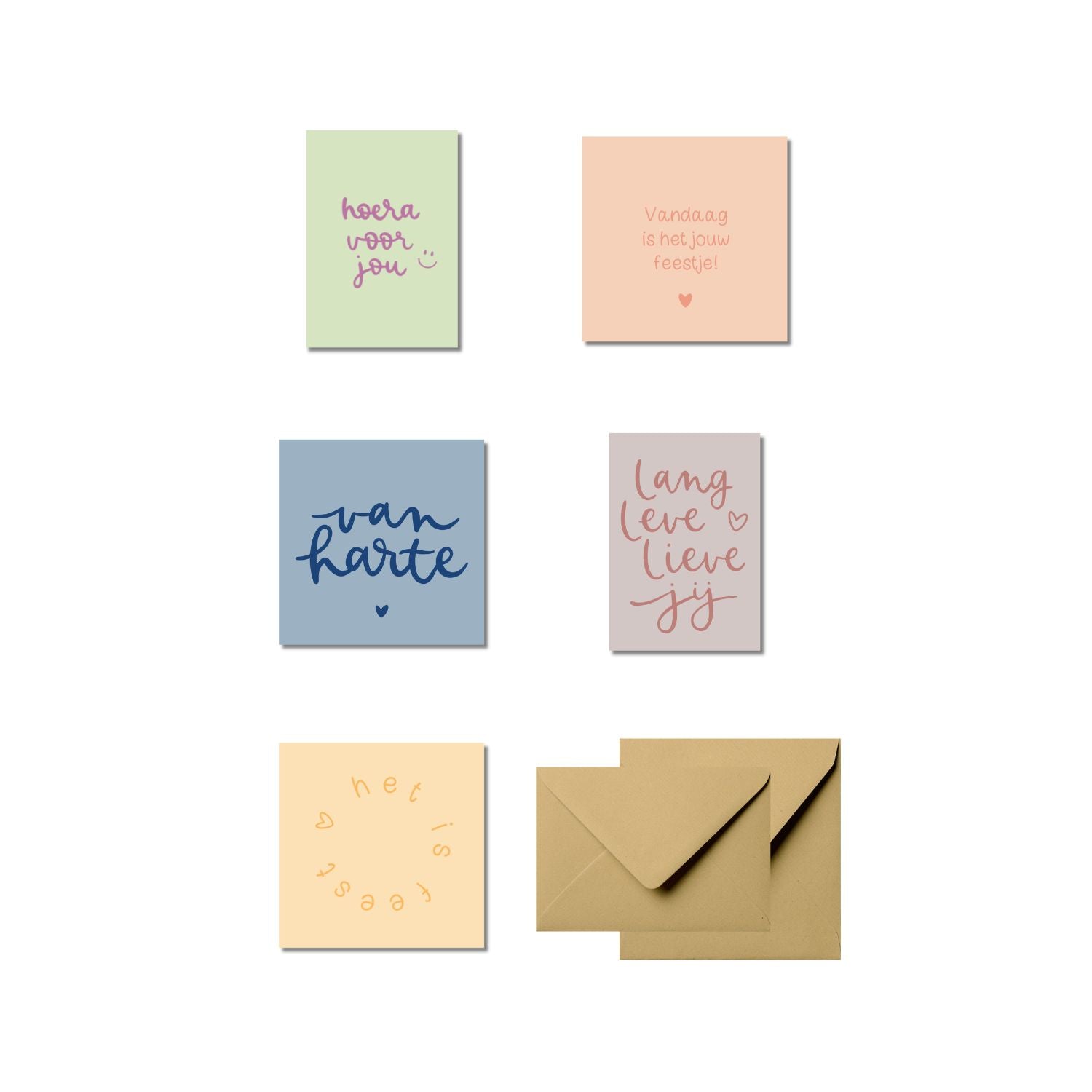 Wenskaarten set | Verjaardag (5 stuks)